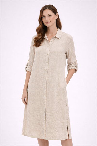 İtalyan Keten Gömlek Elbise 240216526