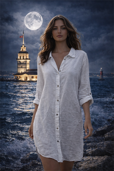 İtalyan Keten Gömlek Tunik 2601XX21 - 2858