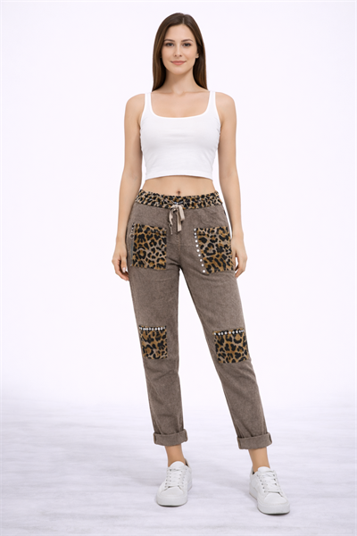 İtalyan Leopar Desen Cepli Pantolon 24101220 - 28780