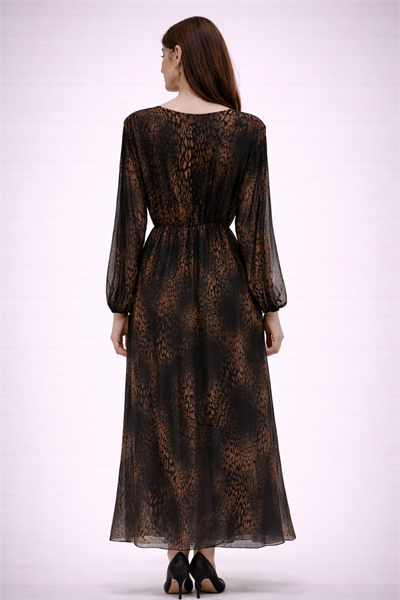 İtalyan Leopar Desen İpek Elbise 25012135 - 3005