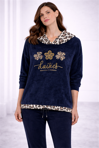 İtalyan Leopar Desenli Kapuşonlu SweatShırt 2510AB14 - 15002