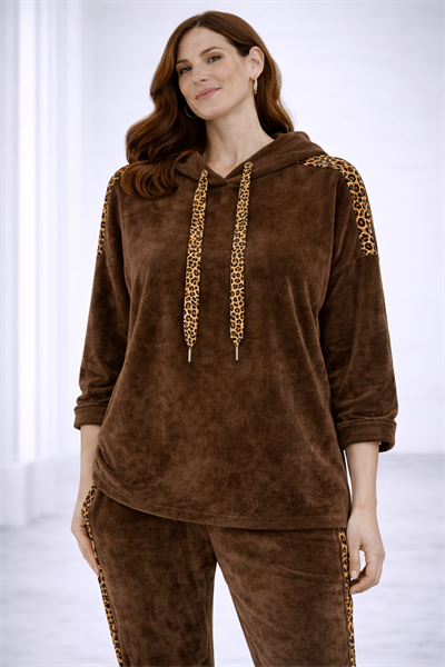 İtalyan Leopar Desenli Kapuşonlu Takım 2510AB25 - 13129 - 12546