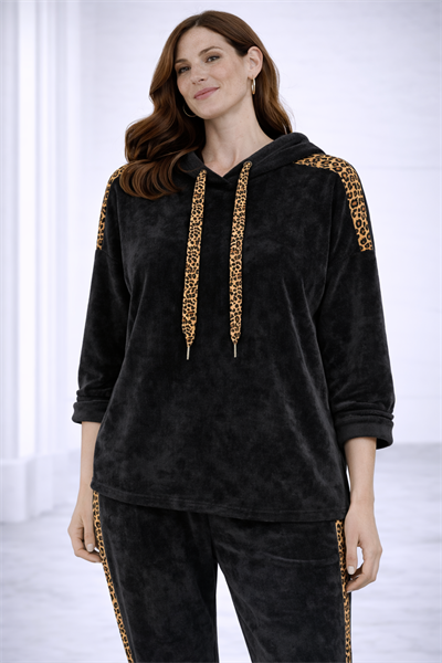 İtalyan Leopar Desenli Kapuşonlu Takım 2510AB25 - 13129 - 12546