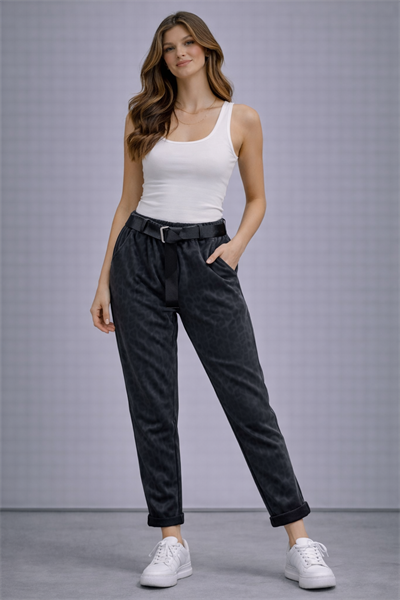 İtalyan Leopar Desenli Kemerli Pantolon 2510AB14 - 8600 LEO
