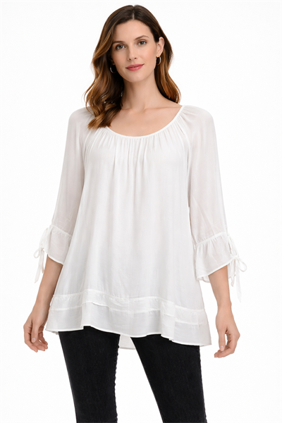 İtalyan Madonna Yaka İpek Bluz 2501017 - 3017