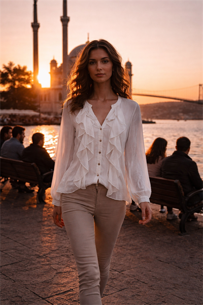 İtalyan Önü Fırfırlı Bluz 2601XA14 - 21942