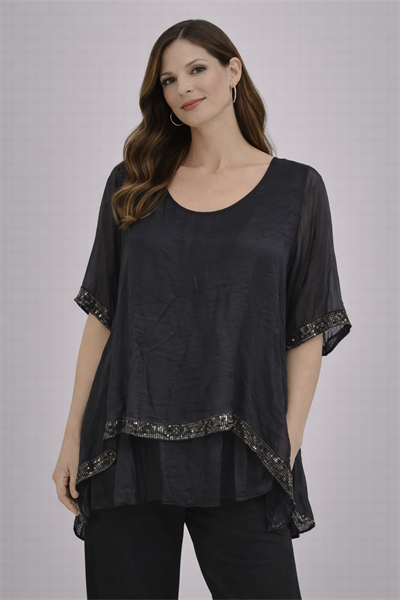 İtalyan Payetli İpek Bluz 250111820 - 7155