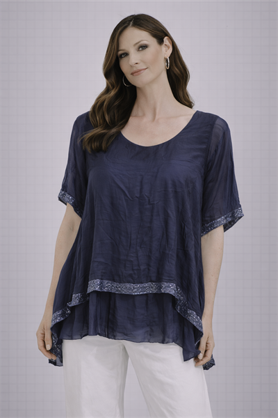 İtalyan Payetli İpek Bluz 250111820 - 7155