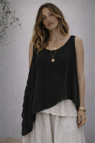 İtalyan Pullu Askılı Sıfır Kol Bluz 2601XA15 - 7161