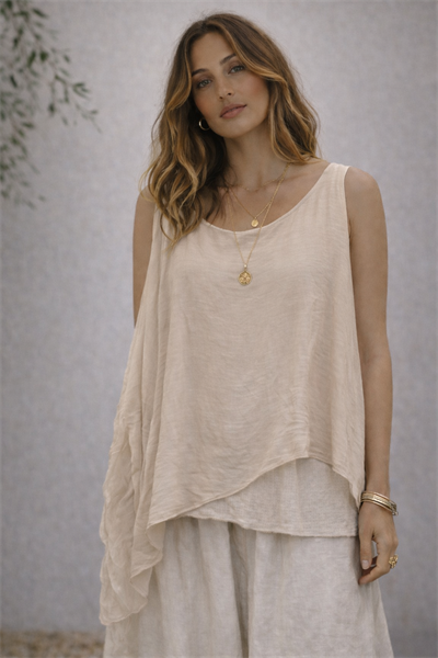 İtalyan Pullu Askılı Sıfır Kol Bluz 2601XA15 - 7161