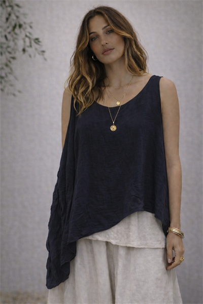 İtalyan Pullu Askılı Sıfır Kol Bluz 2601XA15 - 7161