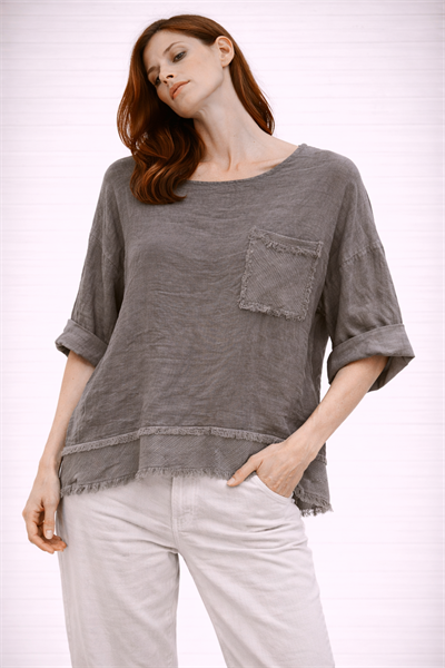 İtalyan Püsküllü Keten Tunik 250310518 - 2130A