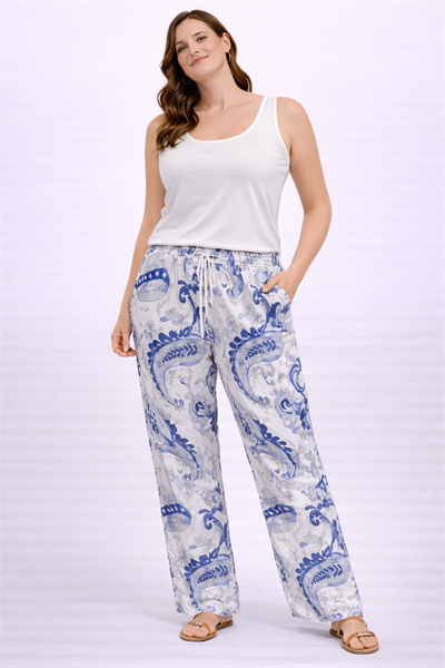 İtalyan Şal Desen Keten Pantolon 250111520 - 3171