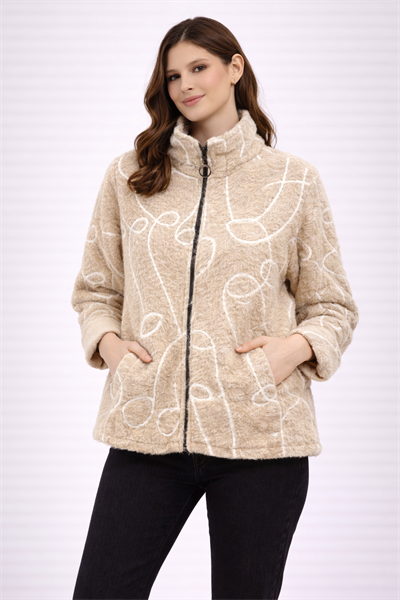 İtalyan Tüylü Fermuarlı Kapüşonlu Kaban 251015526 - 61631