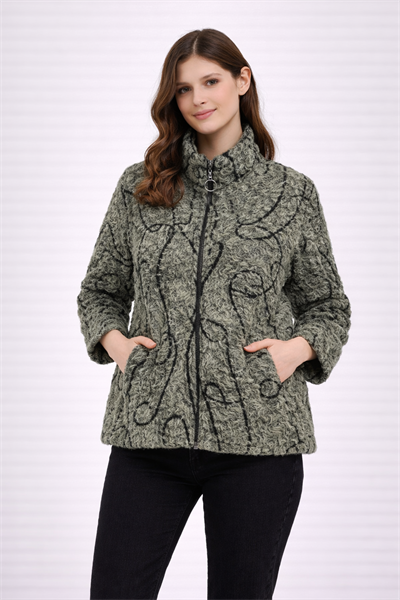 İtalyan Tüylü Fermuarlı Kapüşonlu Kaban 251015526 - 61631