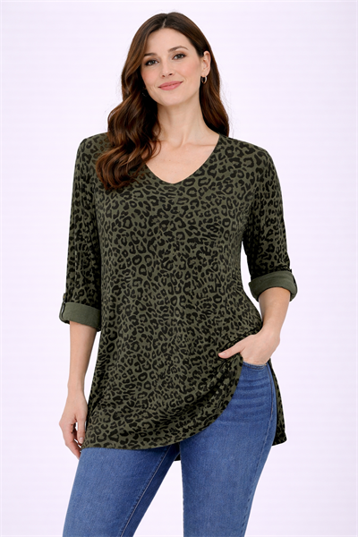 İtalyan V Yaka Uzun Kol Zebra Desen Bluz 2511X10 - 82360