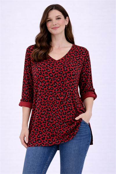 İtalyan V Yaka Uzun Kol Zebra Desen Bluz 2511X10 - 82360