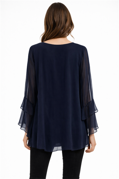 İtalyan Yakası Pullu İpek Bluz 250110517 - 6092