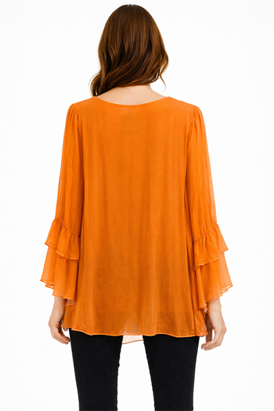 İtalyan Yakası Pullu İpek Bluz 250110517 - 6092