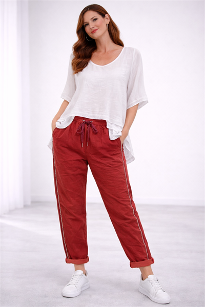 İtalyan Yanları İnce Taş Şeritli Düz Pantolon 25088414 - 8162 Z
