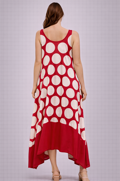 Puantiye Desenli Sıfır Kol Elbise