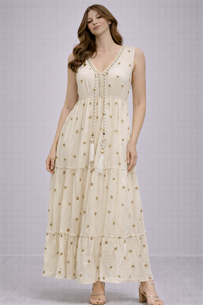 Pullu Sıfır Kol Midi Boy Elbise 250415225 - 1131