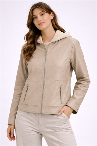 Triko Kapüşonlu Deri Mont 6626