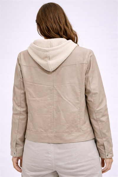 Triko Kapüşonlu Deri Mont 6626