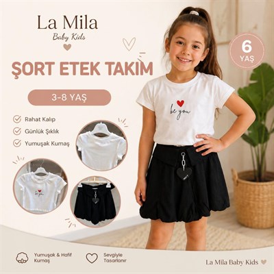 SİYAH ŞORT ETEKLİ TAKIM 