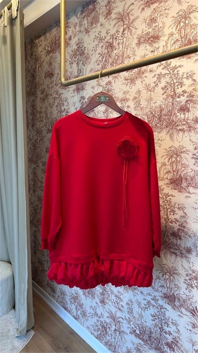 Kırmızı Çiçek Sweatshirt