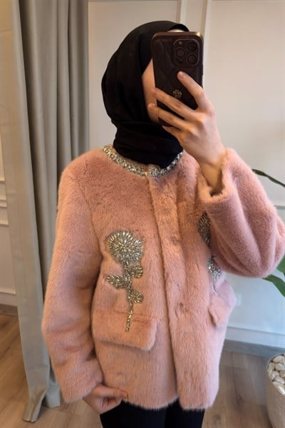 Pembe İthal Kürk Ceket