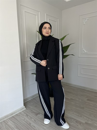 Şeritli Blazer takım
