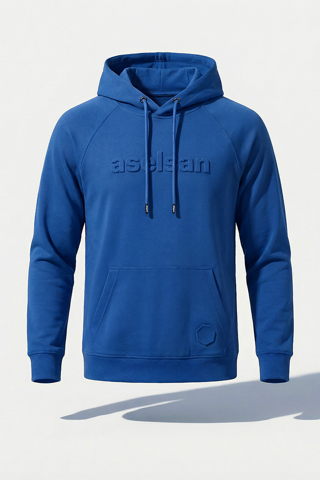 ASELSAN KABARTMA LOGOLU MAVİ KAPÜŞONLU SWEATSHIRT