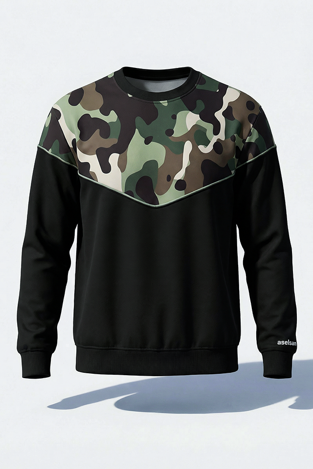 ASELSAN KAMUFLAJ DESENLİ SİYAH SWEATSHIRT