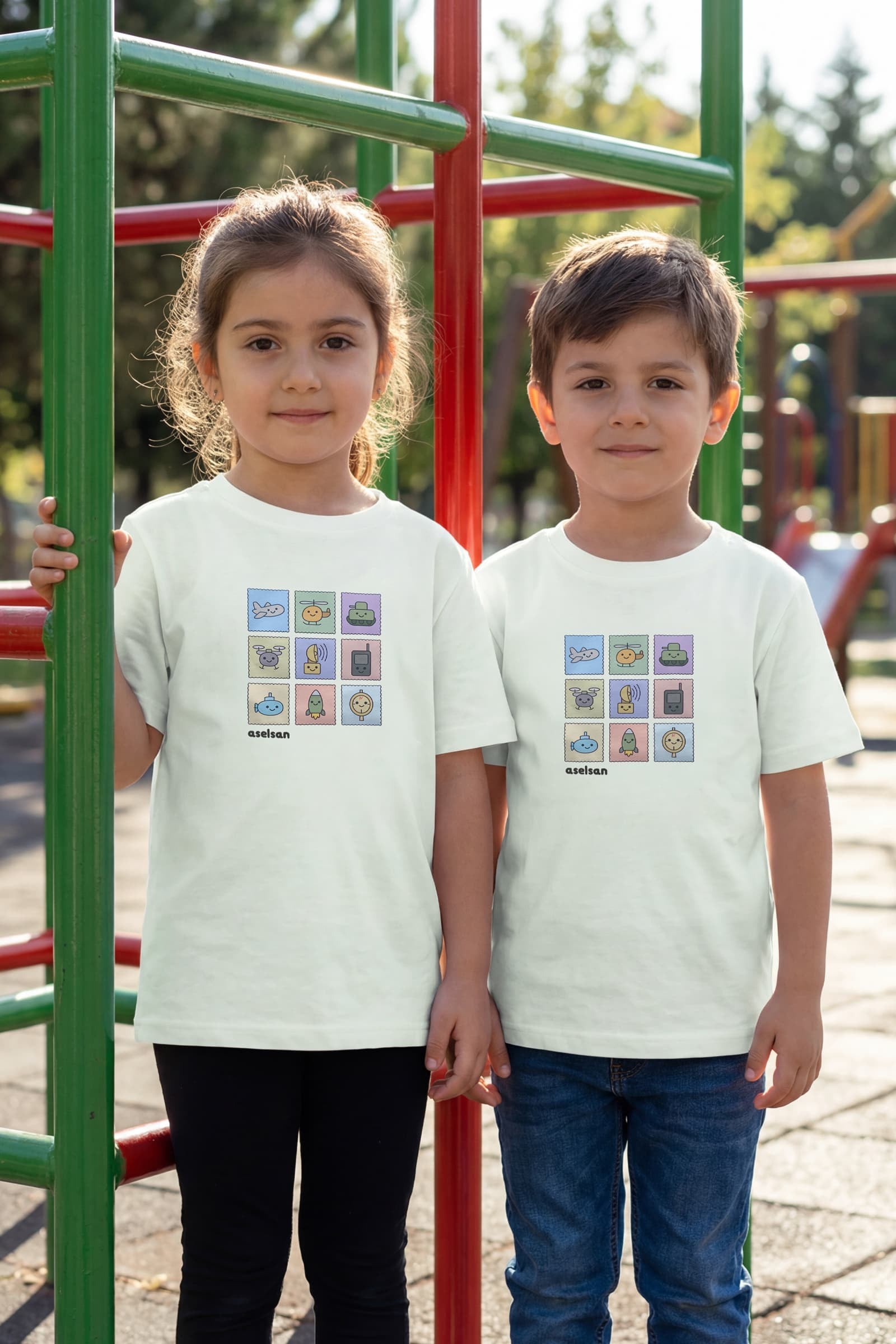 ASELSAN PUL BASKILI AÇIK YEŞİL ÇOCUK TİŞÖRT