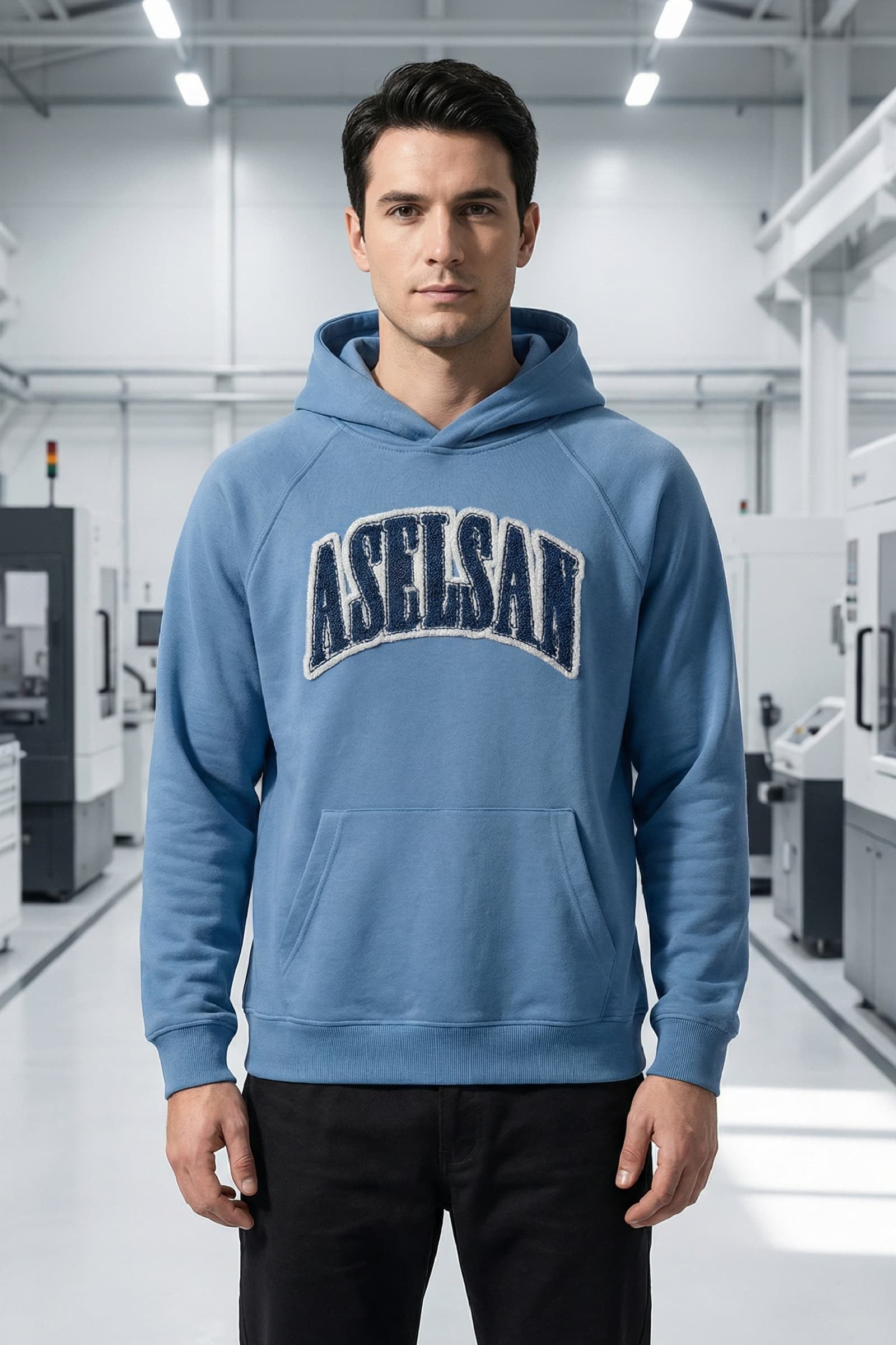 ASELSAN YAZILI GÖK MAVİ KAPÜŞONLU SWEATSHIRT