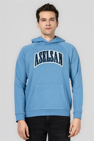 ASELSAN YAZILI GÖK MAVİ KAPÜŞONLU SWEATSHIRT