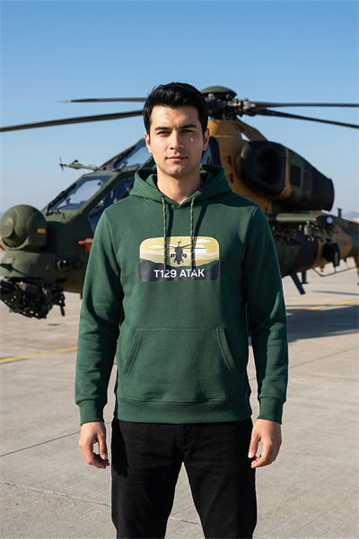 TUSAŞ ATAK KAPÜŞONLU HAKİ SWEATSHIRT