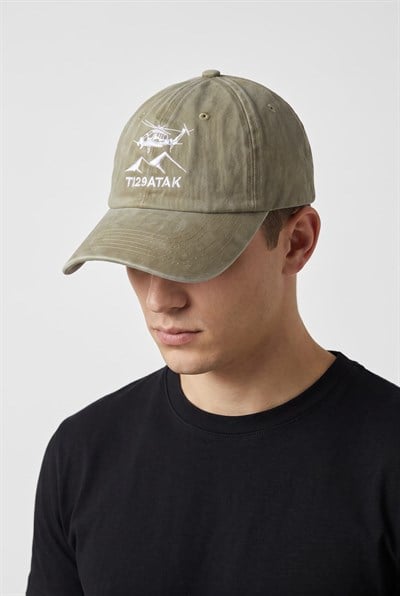 TUSAŞ ATAK VINTAGE %100 PAMUKLU HAKİ KEP ŞAPKA