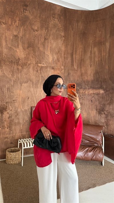  Monare Exclusive Tencel Şal Detaylı Bluz 