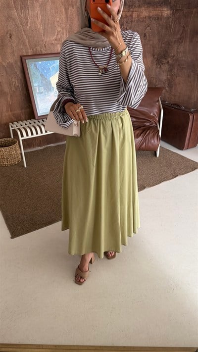 Lorea Çizgili Günlük  Mevsimlik İsoanyol Kol Casual Bluz 
