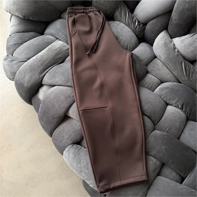 Parçalı Scuba Barrel Pantolon Kahverengi | Rahat Kesim Beli Lastikli