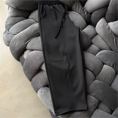 Parçalı Scuba Barrel Pantolon Siyah | Rahat Kesim Beli Lastikli