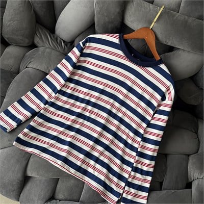 Premium Çizgili İki İplik Regular Kesim Lacivert Sweatshirt