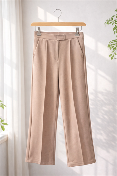 Soft Çırt Detaylı Likralı Crep bol Paça Pantolon 
