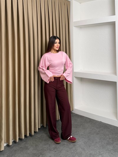 Bel Büzgülü Salaş Kol Bluz Pembe