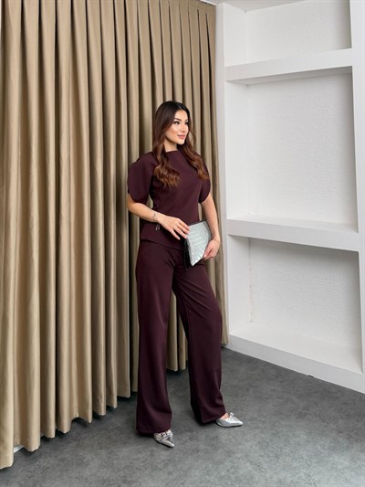 Dabıl Kumaş Kol Detay Viral Takım Mürdüm