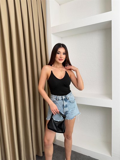 Hayalet Askılı Göğüs Destekli Atlet Siyah