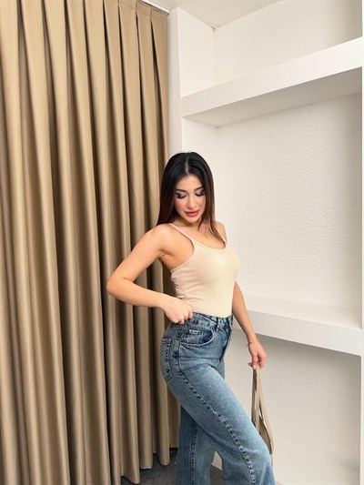 İnce Askılı Göğüs Destekli Zıbın Bej