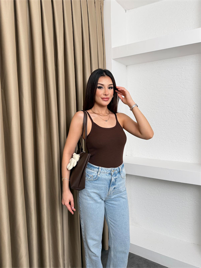 İnce Askılı Göğüs Destekli Zıbın Kahve